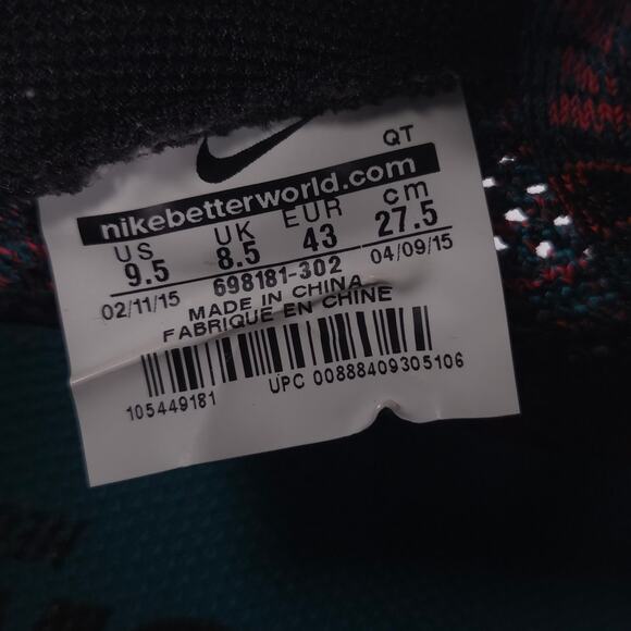 Nike Flyknit Lunar 3 Athletic Running Shoe Mens Size 9.5 698181-302 Multi Black - Picture 10 of 10